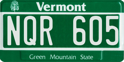 VT license plate NQR605