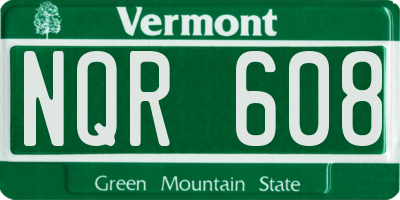 VT license plate NQR608