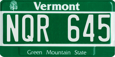 VT license plate NQR645