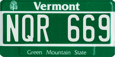 VT license plate NQR669