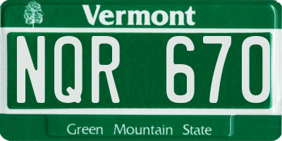 VT license plate NQR670