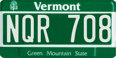 VT license plate NQR708
