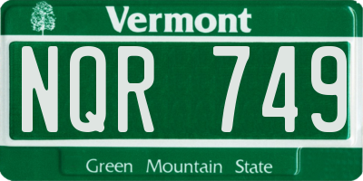 VT license plate NQR749