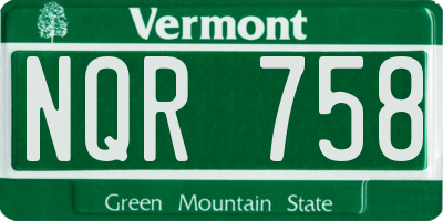 VT license plate NQR758