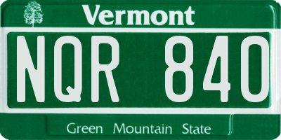 VT license plate NQR840
