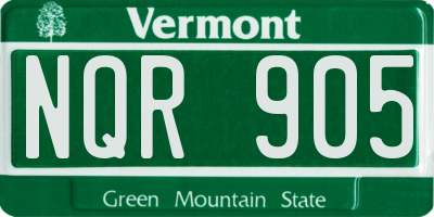 VT license plate NQR905