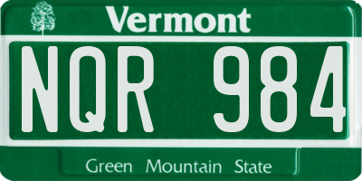 VT license plate NQR984