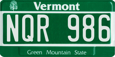 VT license plate NQR986