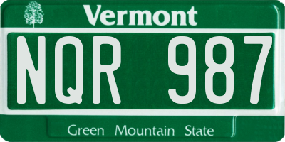 VT license plate NQR987