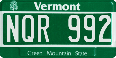 VT license plate NQR992