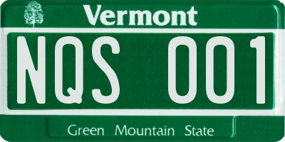 VT license plate NQS001