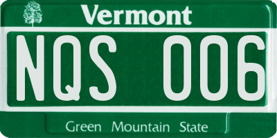 VT license plate NQS006