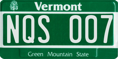 VT license plate NQS007