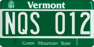 VT license plate NQS012