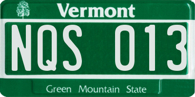 VT license plate NQS013