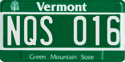 VT license plate NQS016