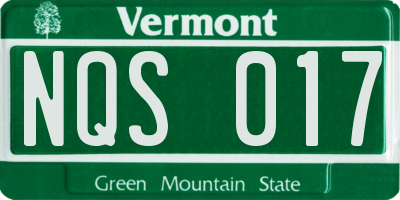 VT license plate NQS017