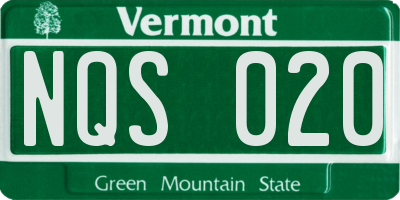 VT license plate NQS020