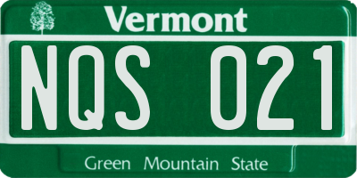 VT license plate NQS021