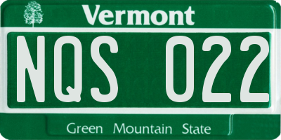 VT license plate NQS022