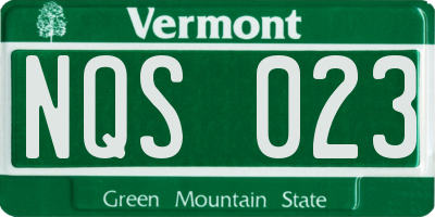 VT license plate NQS023