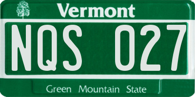 VT license plate NQS027
