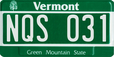 VT license plate NQS031