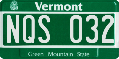 VT license plate NQS032
