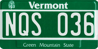 VT license plate NQS036