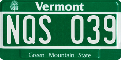 VT license plate NQS039