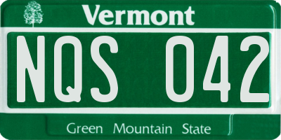 VT license plate NQS042