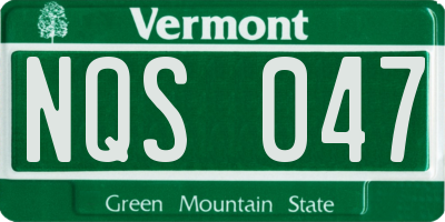 VT license plate NQS047