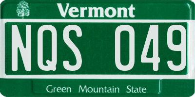 VT license plate NQS049