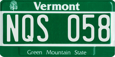 VT license plate NQS058