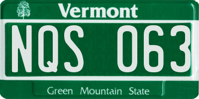 VT license plate NQS063