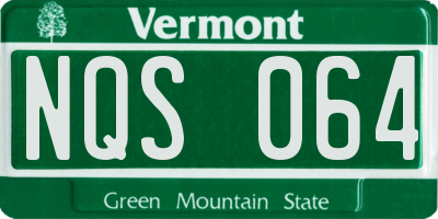 VT license plate NQS064
