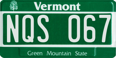 VT license plate NQS067
