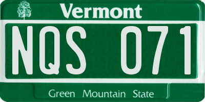 VT license plate NQS071