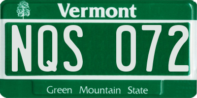 VT license plate NQS072