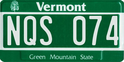 VT license plate NQS074
