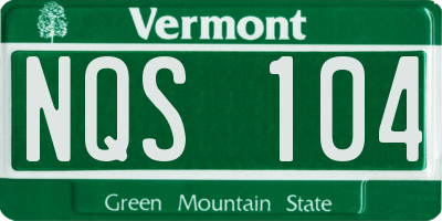 VT license plate NQS104