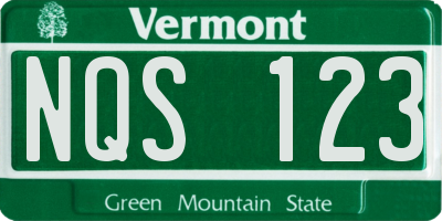 VT license plate NQS123