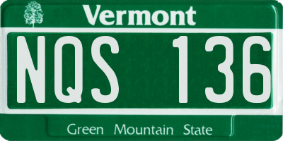 VT license plate NQS136