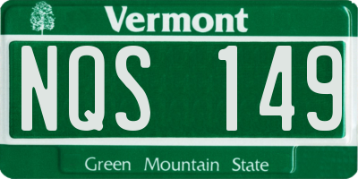 VT license plate NQS149