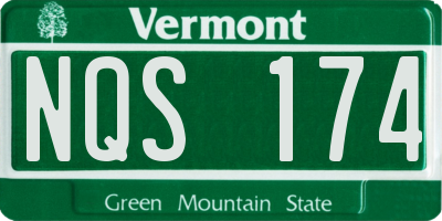 VT license plate NQS174