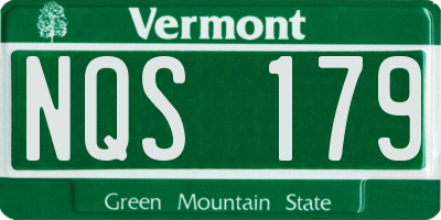 VT license plate NQS179