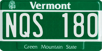 VT license plate NQS180
