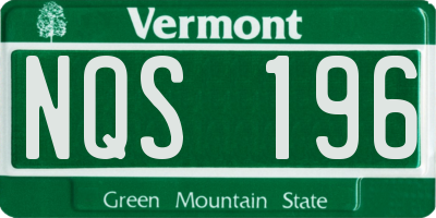 VT license plate NQS196