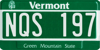 VT license plate NQS197