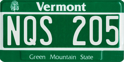 VT license plate NQS205